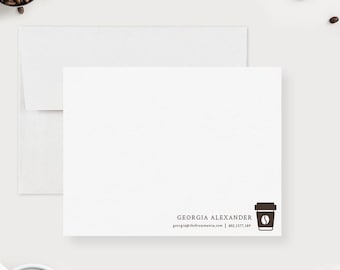Personalized Coffee Note Card Set Custom Stationery for Baristas Business Thank You Cards Coffee Shop Staff Note Card Gift