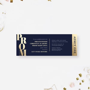 Abschlussball Nacht Ticket Vorlage, Junior Senior Abschlussball-Party-Eintrittskarte, druckbare Abschlussball-Karten Einladung, Ereigniskarte Sofortiger Download