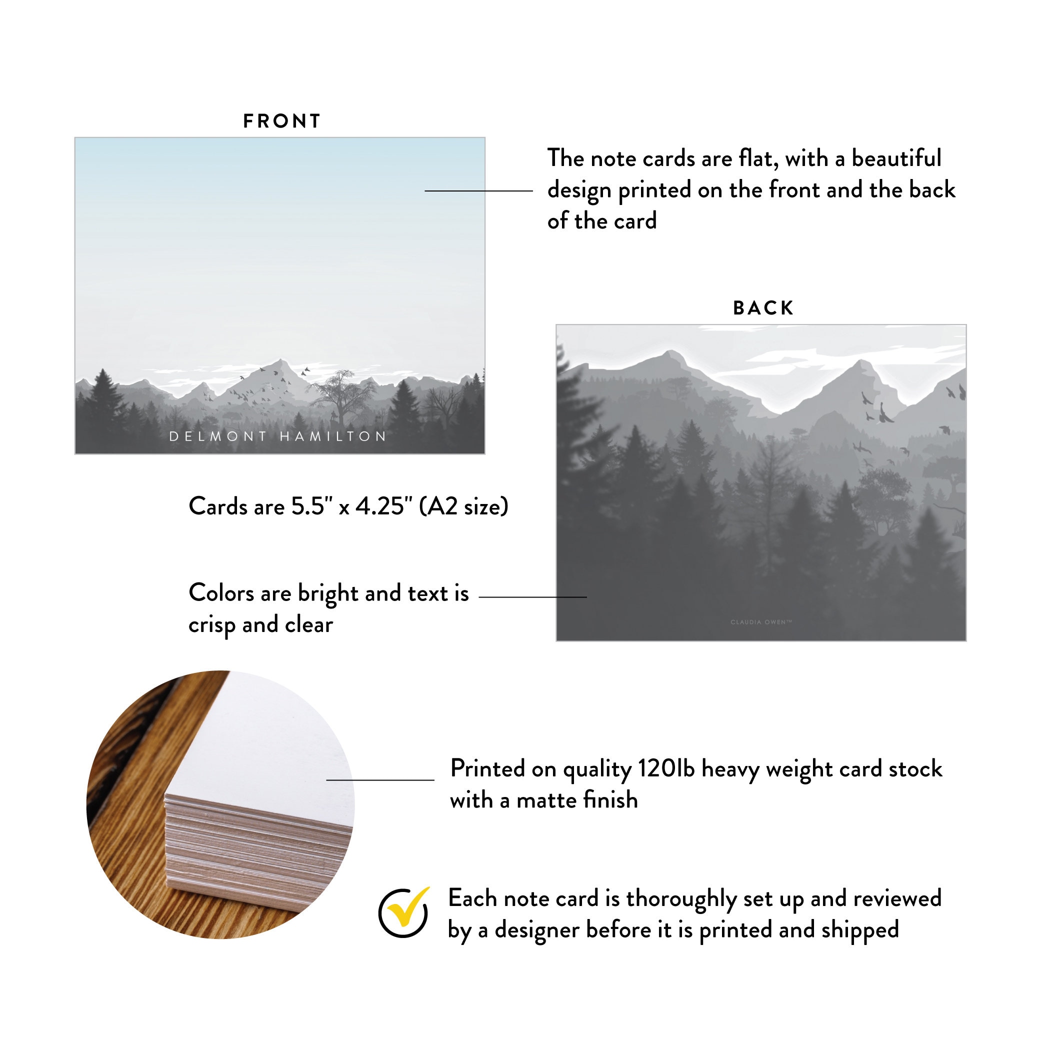 Personalized Forest Note Cards, Landscape Mountain Thank You Cards ...