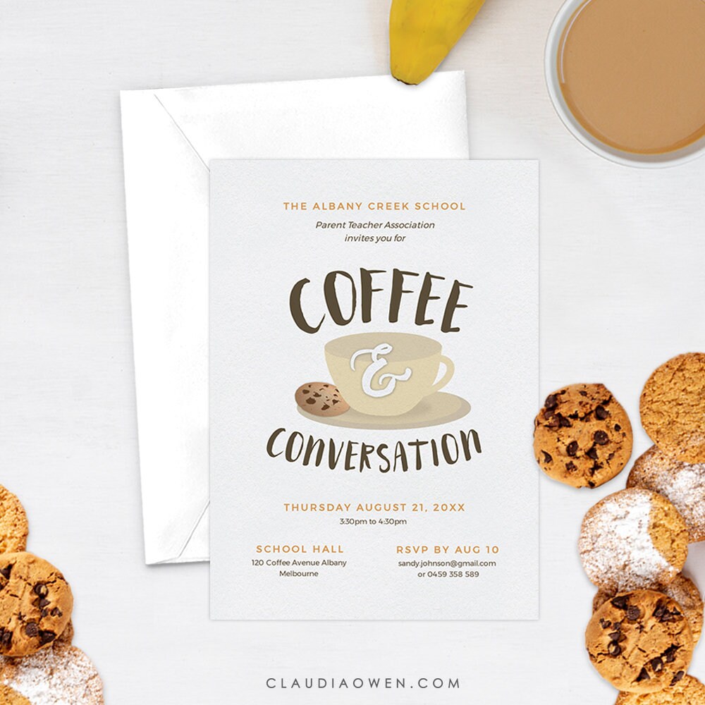 Coffee and Conversation Invitation Edit Yourself Template Etsy