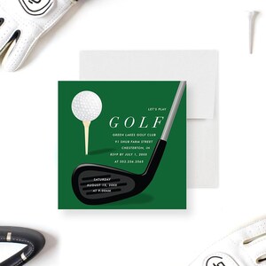 Faire-part de golf, Faire-part pour une fête d'anniversaire de golf, Tournoi de golf Parteeons, Fête d'anniversaire pour homme Trou d'un coup, Événement de golf des maîtres