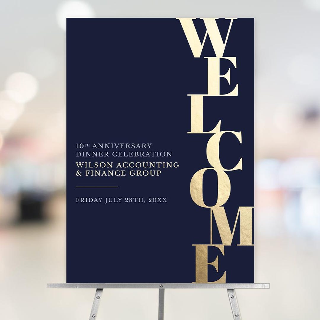 Navy and Gold Welcome Sign for Business Event Digital Download ...