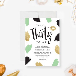 30th Birthday Party Invitation Talk Thirty To Me Printable Invites, Womens 30th Birthday Digital Download, Thirty AF Editable Template