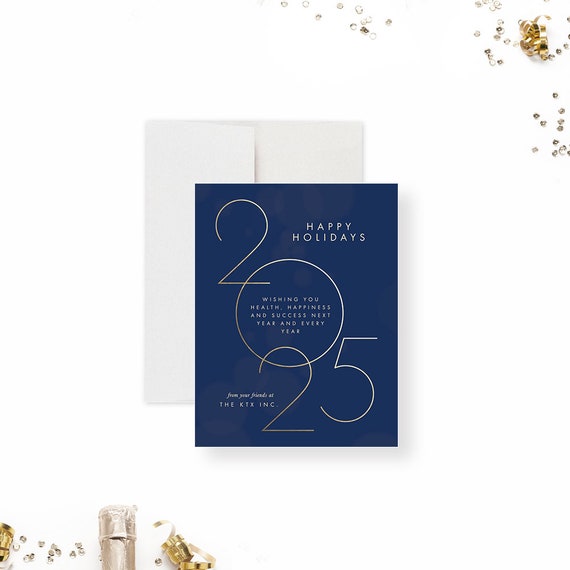 Business Holiday Greeting Cards, Personalized 2025 New Year Cards, 2025 Work Christmas Cards, Printed Corporate Company Holiday Cards - Etsy