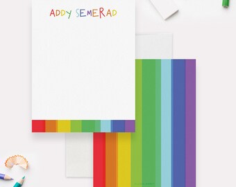 Personalized Rainbow Stationery for Girls, Colorful Note Card For Kids, Girl Stationery Fun Gift For Children Cute Note Card Thank You Note