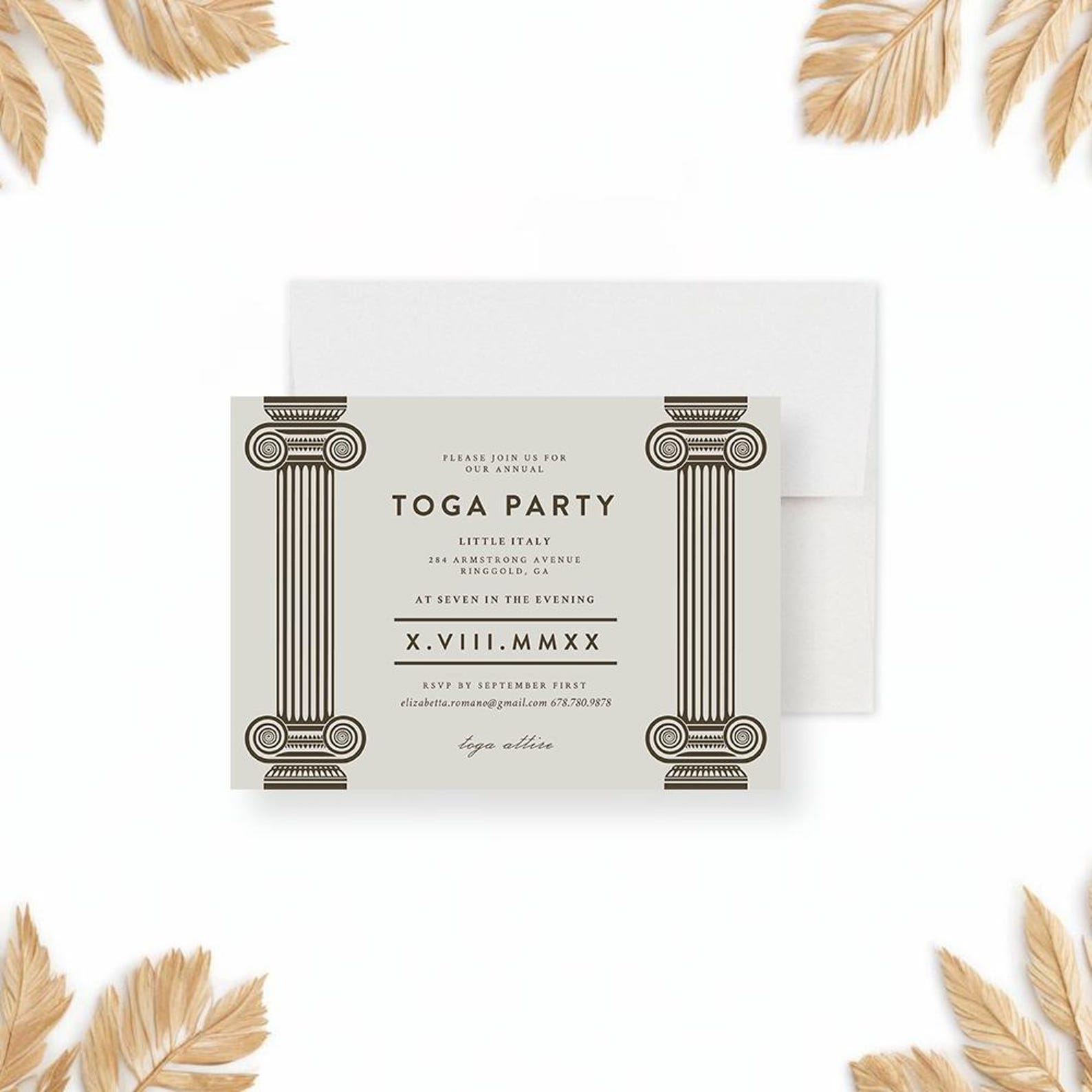Classic Roman Toga Party Invitations, Greek Wedding Invitations ...