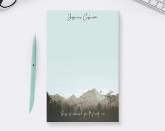 Mountain Peak Notepad Personalized, Nature Themed Custom To Do List Notepad, Natural Landscape Stationery Pad, Nature Lover Gift Writing Pad