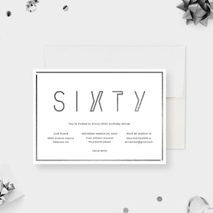 60th Birthday Party Invitation Editable Template, Invitation for Men Digital Download, Printable 60th Wedding Business Anniversary, Sixty