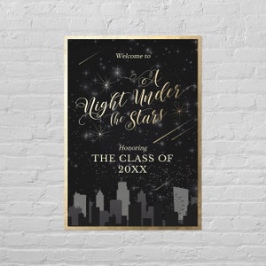 Cartel de bienvenida imprimible para graduación Una noche bajo las estrellas, cartel editable con cielo nocturno de 24 x 36 pulgadas, cartel de bienvenida para graduación de la escuela secundaria