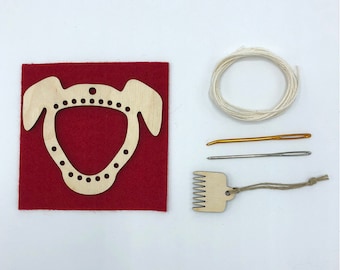 Dog loom, ornament kit, ornament loom, weaving loom, DIY, loom, mini loom, holiday ornament