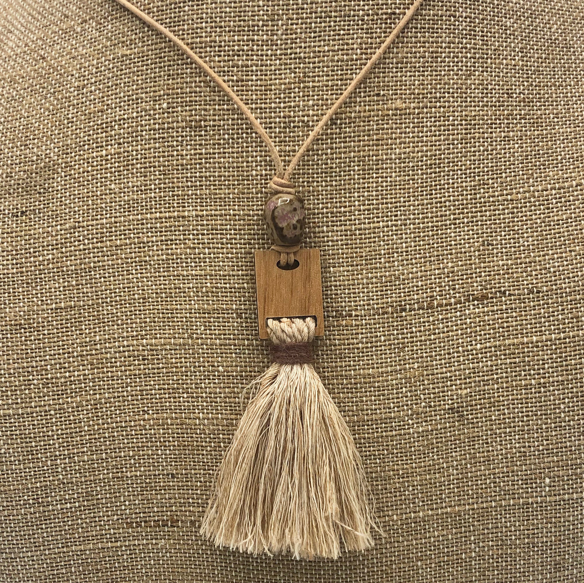Boho Style Small Tassel Necklace OOAK Silk Wool or Hemp Etsy
