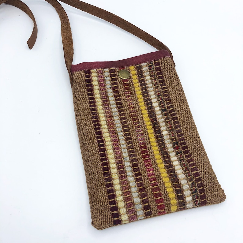 wool mini bag handwoven Cell phone bag Sakiori Small crossbody bag small purse
