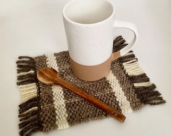 Handwoven Wool Table Mat / Mug Rug