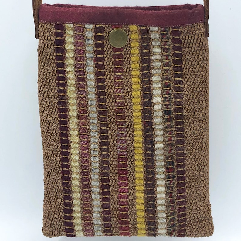 wool mini bag handwoven Cell phone bag Sakiori Small crossbody bag small purse