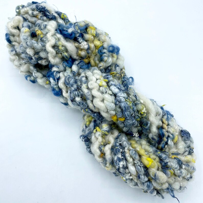 weaving yarn Denim /& Sunshine II corespun textured novelty yarn #117 Handspun Art Yarn bulky yarn
