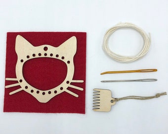 Cat loom, ornament kit, ornament loom, weaving loom, DIY, loom, mini loom, holiday ornament