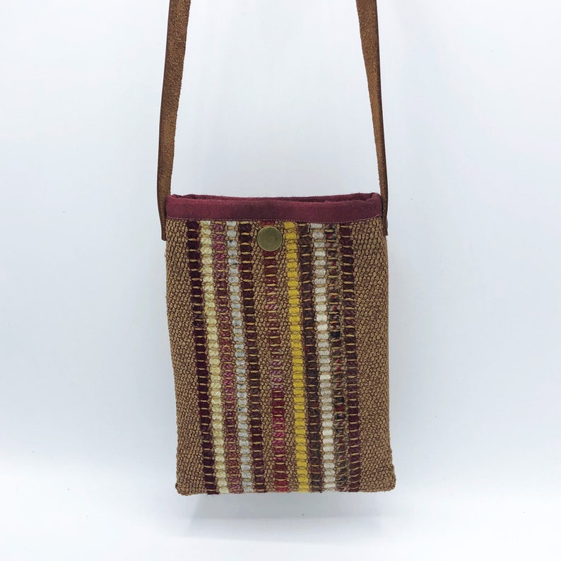 wool mini bag handwoven Cell phone bag Sakiori Small crossbody bag small purse