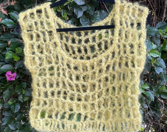 Crochet mesh mohair crop top, Layering top, Handmade