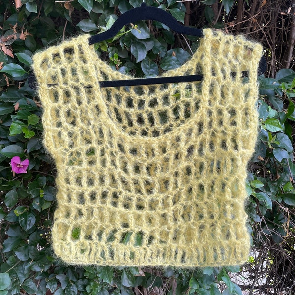 Crochet mesh mohair crop top, Layering top, Handmade