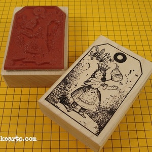 Bee Girl Tag Stamp / Invoke Arts Collage Rubber Stamps image 1