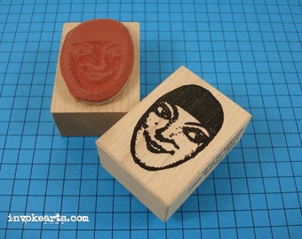 Gillie's Head Face Stamp / Invoke Arts Collage Rubber Stamps