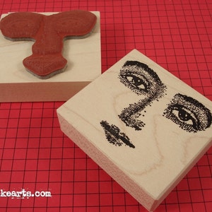 Looking-at-you Face Stamp / Invoke Arts Collage Rubber Stamps image 1