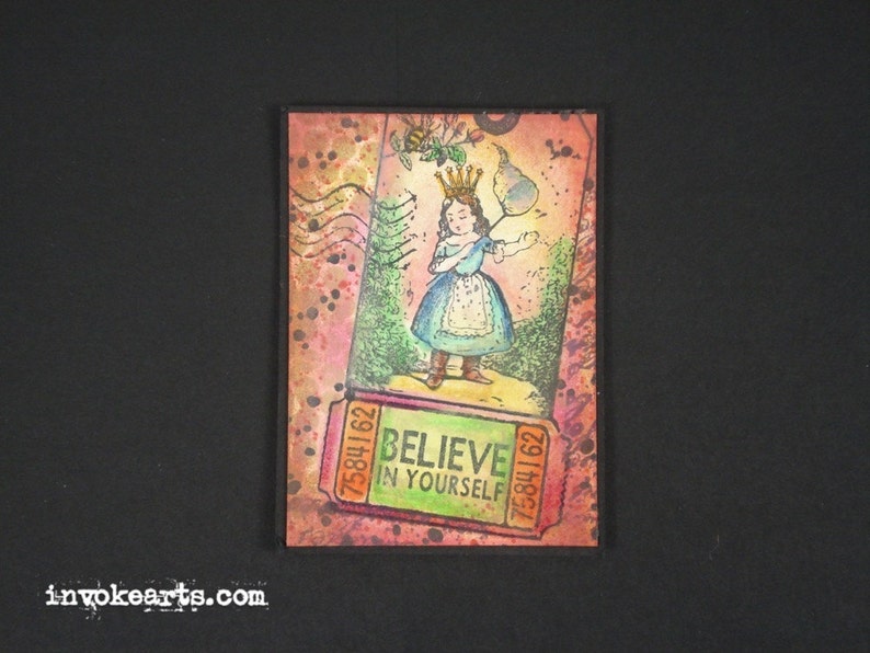 Bee Girl Tag Stamp / Invoke Arts Collage Rubber Stamps image 3