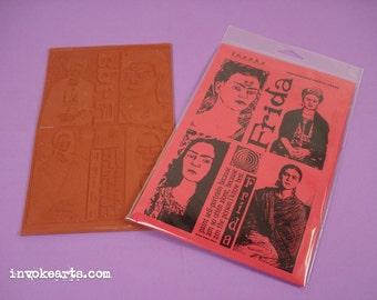 Frida Portraits / Invoke Arts Collage Rubber Stamps / Unmounted Stamp Set