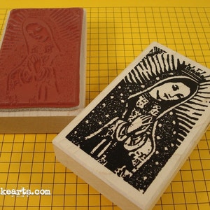 Praying Guadalupe Stamp / Invoke Arts Collage Rubber Stamps