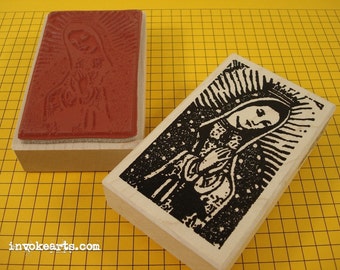 Praying Guadalupe Stamp / Invoke Arts Collage Rubber Stamps