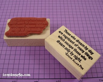 Poe Quote Stamp / Invoke Arts Collage Rubber Stamps