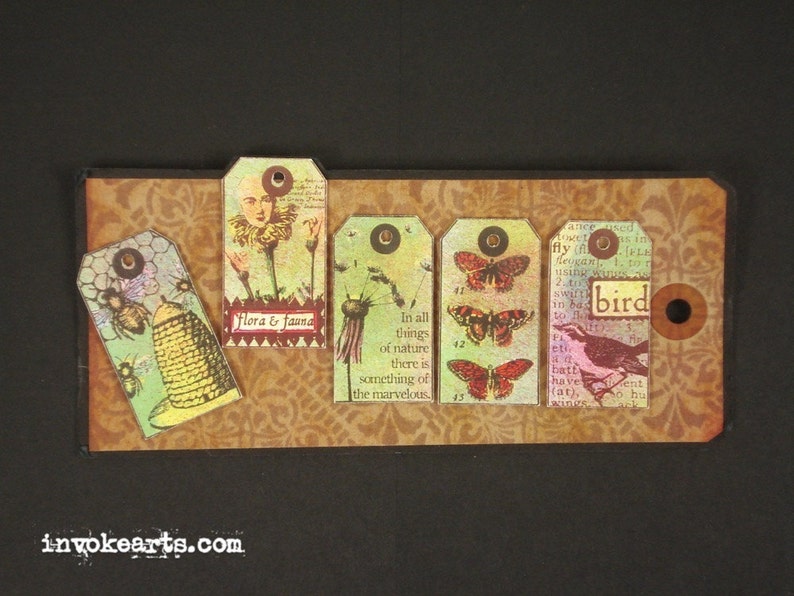 Nature Tags Invoke Arts Collage Rubber Stamps Unmounted Stamp Set
