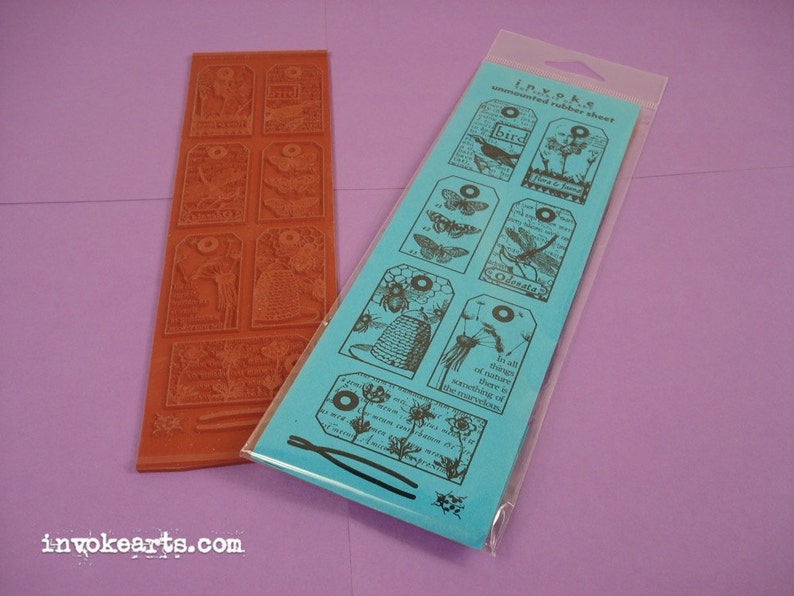 Nature Tags Invoke Arts Collage Rubber Stamps Unmounted Stamp Set