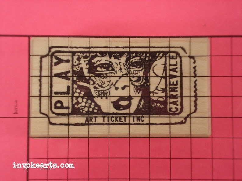 Carnevale Ticket Stamp / Invoke Arts Collage Rubber Stamps image 2