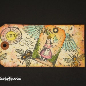 Bee Girl Tag Stamp / Invoke Arts Collage Rubber Stamps image 4