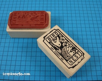 Bird Nest Ticket Stamp / Invoke Arts Collage Rubber Stamps