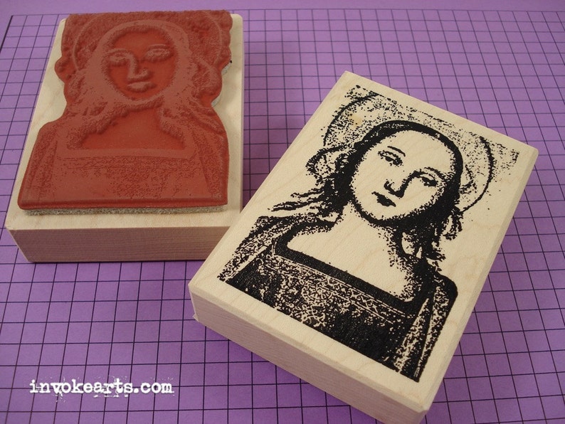 Mary with Halo Stamp / Invoke Arts Collage Rubber Stamps image 1