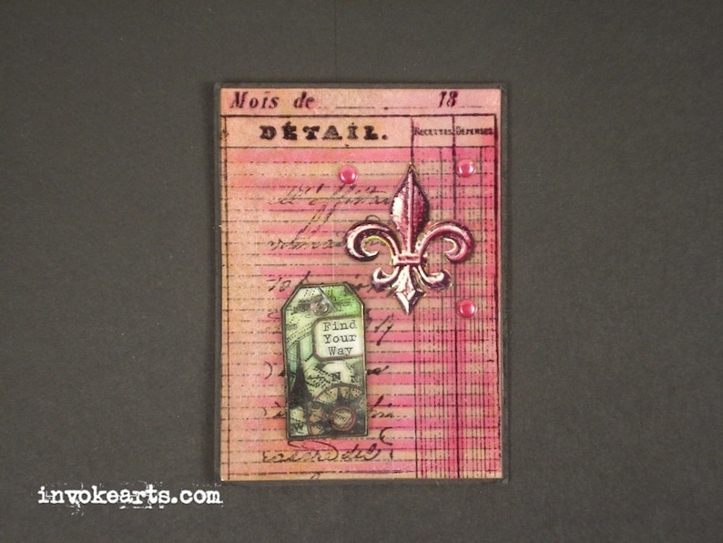 Paris Ledger ATC / Invoke Arts Collage Rubber Stamps / Unmounted Stamp image 3