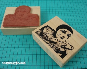 Masquerader Face Stamp / Invoke Arts Collage Rubber Stamps