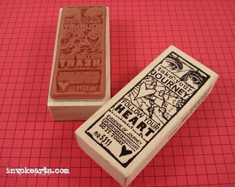 Journey of the Heart Ticket Stamp / Invoke Arts Collage Rubber Stamps