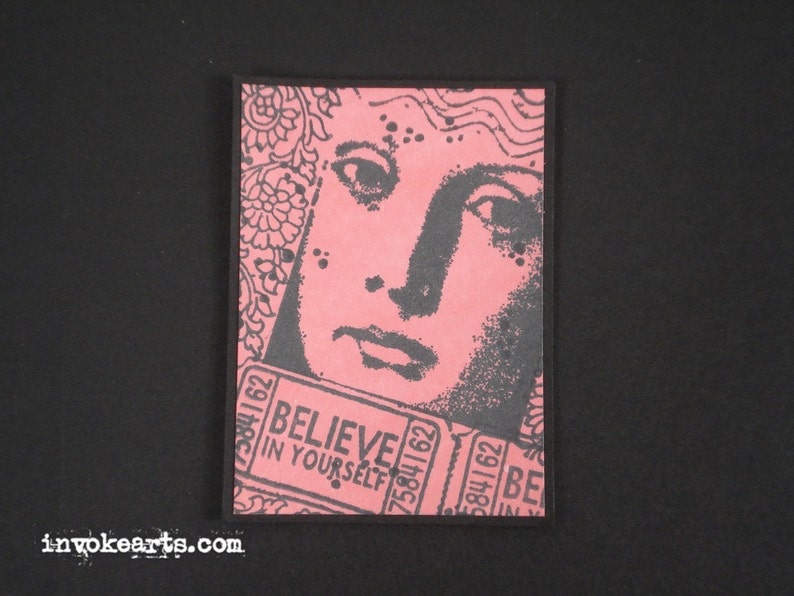 Believe Ticket Stamp / Invoke Arts Collage Rubber Stamps image 5