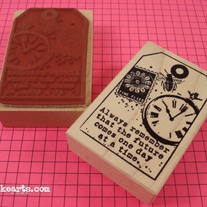 Time Flies Tag Stamp / Invoke Arts Collage Rubber Stamps