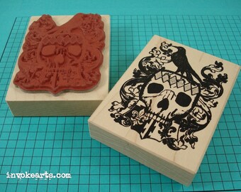 Crow Skull Herald Stamp / Invoke Arts Collage Rubber Stamps