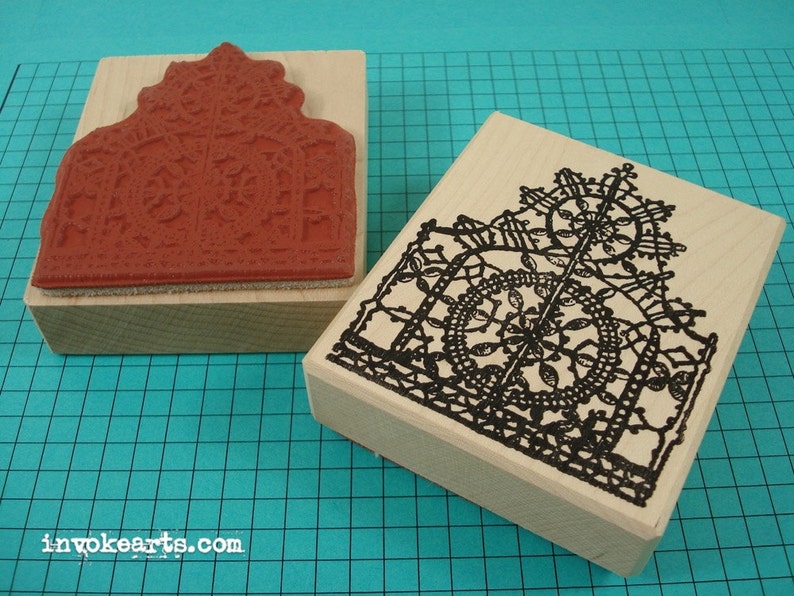 Lace Pattern 1 Stamp / Invoke Arts Collage Rubber Stamps image 1