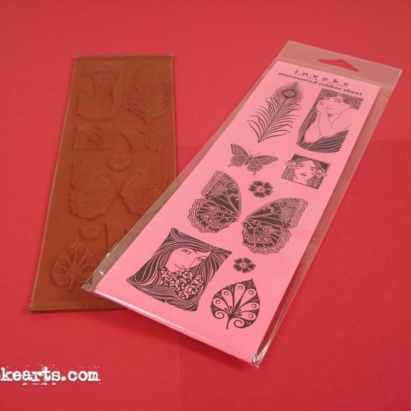 Art Nouveau  / Invoke Arts Collage Rubber Stamps / Unmounted Stamp Set