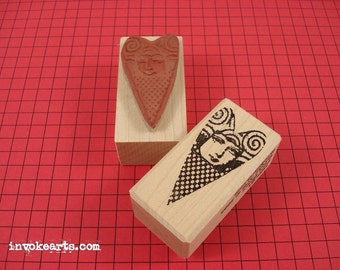 Heart Face Stamp / Invoke Arts Collage Rubber Stamps