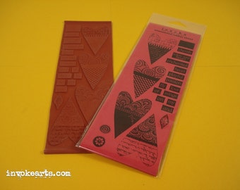 Heart Pieces / Invoke Arts Collage Rubber Stamps / Unmounted Stamp Set