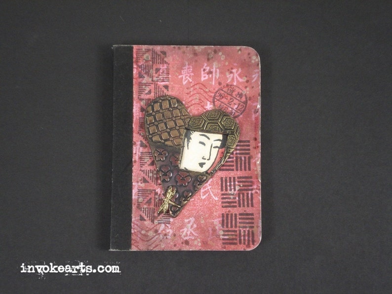 Geisha Heart Stamp / Invoke Arts Collage Rubber Stamps image 3