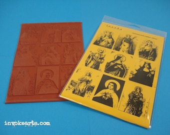 Saint Portraits / Invoke Arts Collage Rubber Stamps / Unmounted Stamp Set