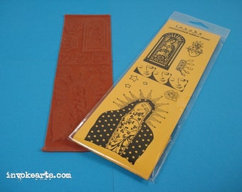 Virgin of Guadalupe / Invoke Arts Collage Rubber Stamps / Unmounted Stamp Set